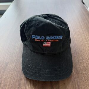 Ralph Lauren Polo Sport Black Baseball Cap with Embroidered Patch